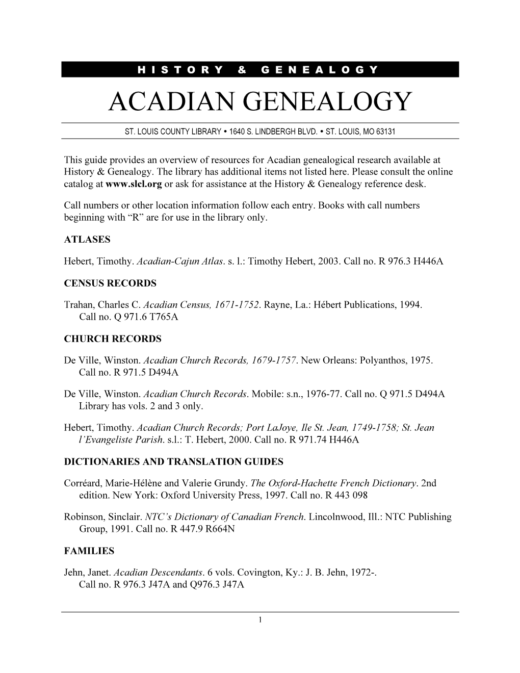 Acadian Genealogy