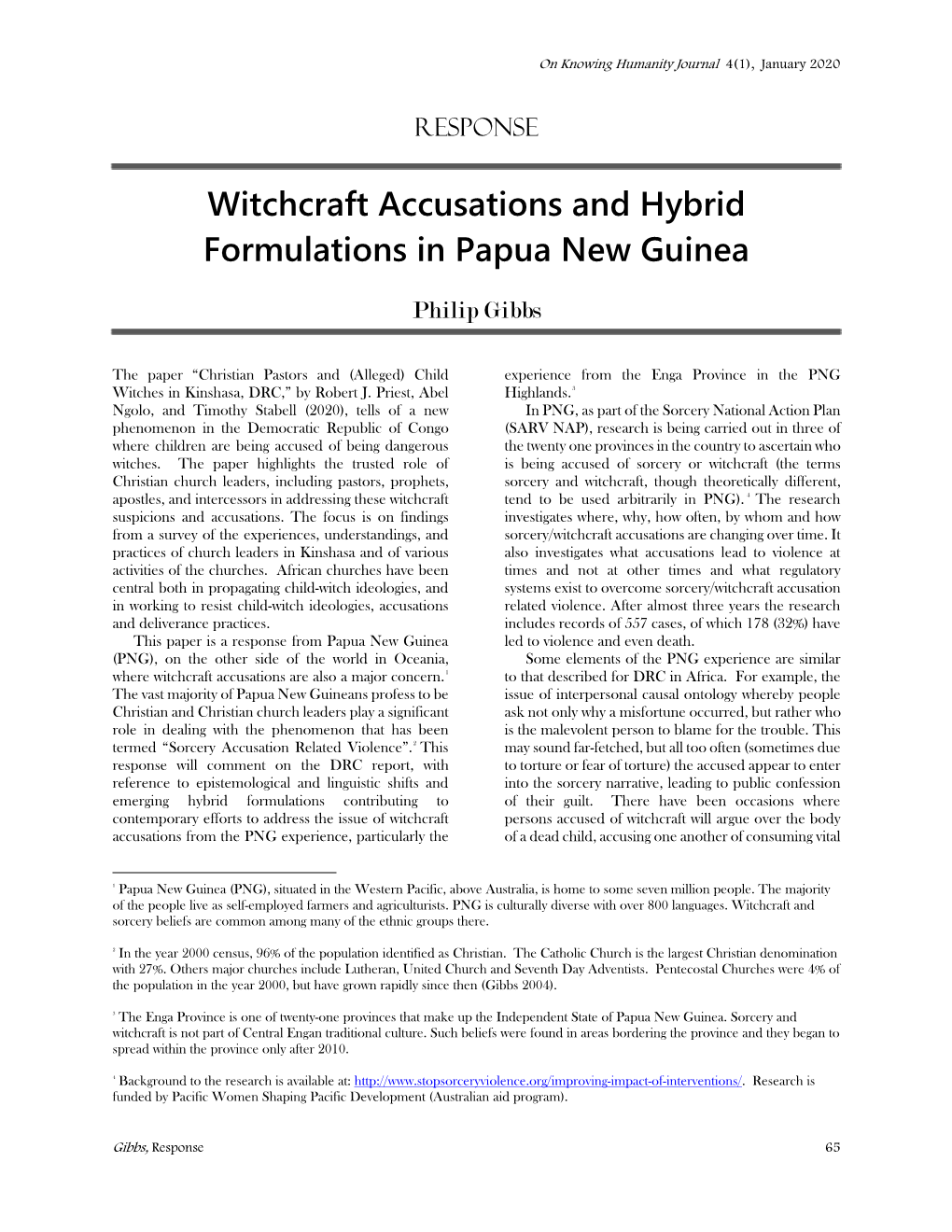 Witchcraft Accusations and Hybrid Formulations in Papua New Guinea