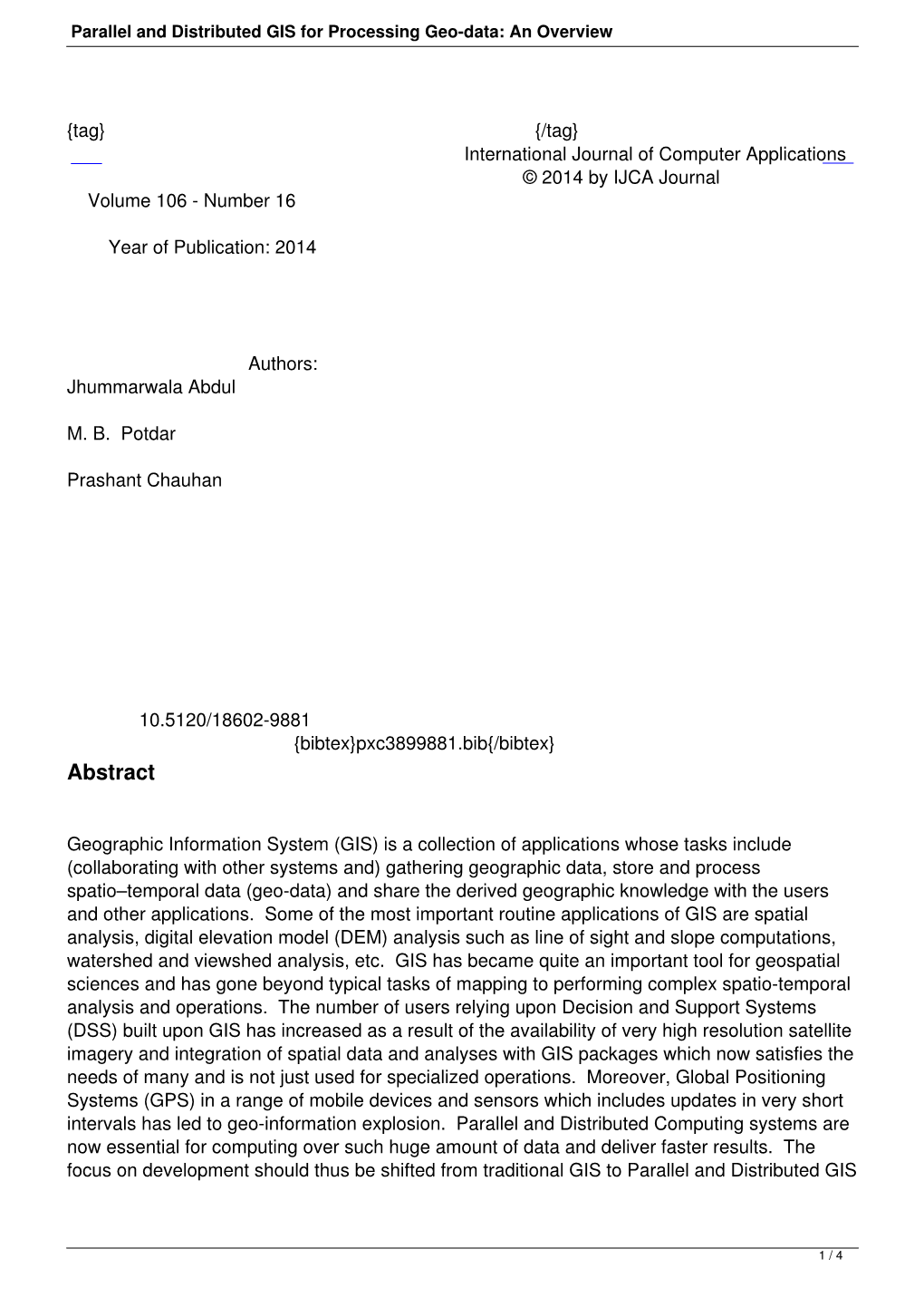 Parallel and Distributed GIS for Processing Geo-Data: an Overview