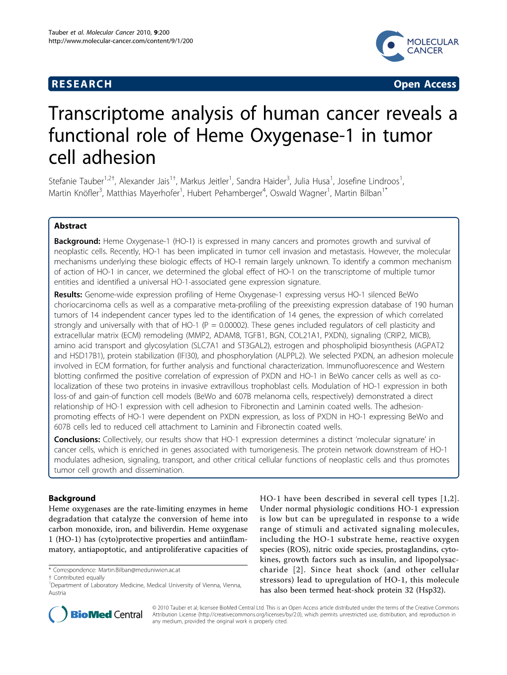 Transcriptome Analysis of Human Cancer Reveals a Functional Role Of