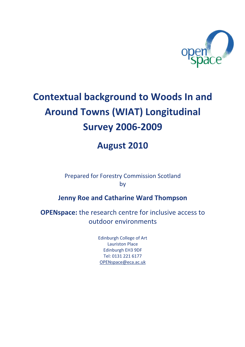 WIAT) Longitudinal Survey 2006‐2009 August 2010