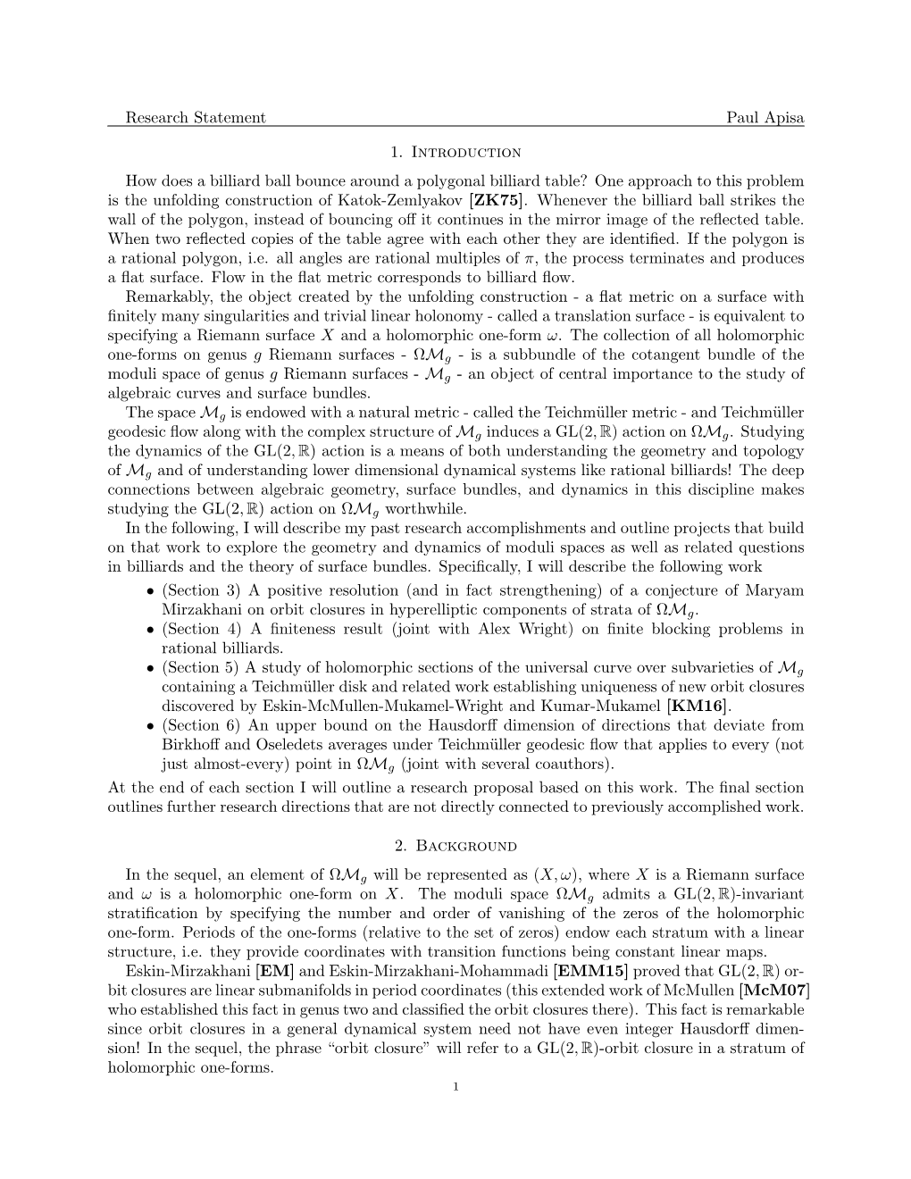 Research Statement Paul Apisa