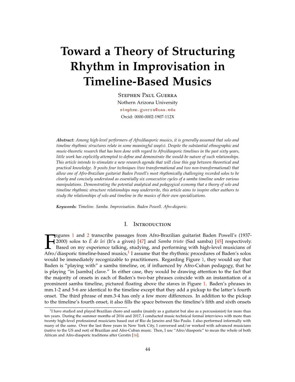 Toward a Theory of Structuring Rhythm in Improvisation in Timeline