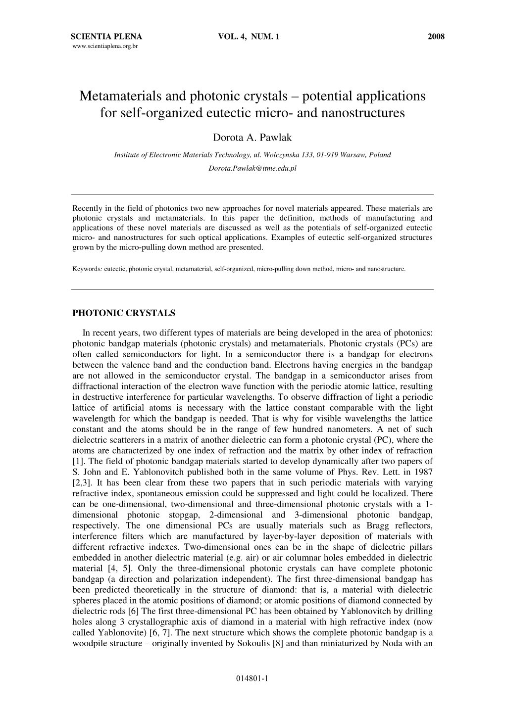 Metamaterials and Photonic Crystals – Potential Applications for Self-Organized Eutectic Micro- and Nanostructures