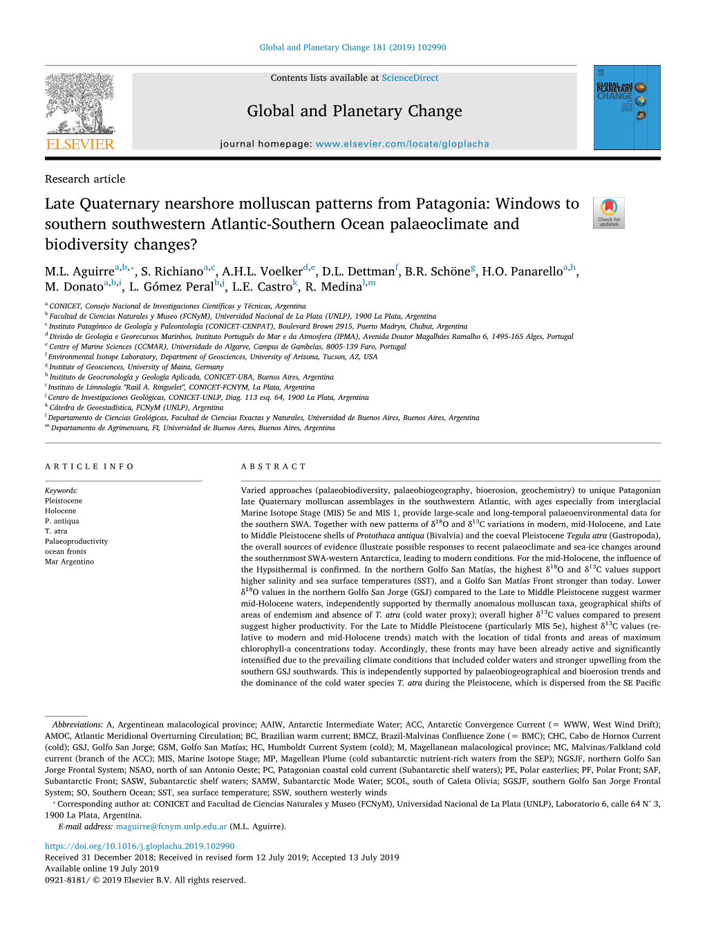 Global and Planetary Change 181 (2019) 102990