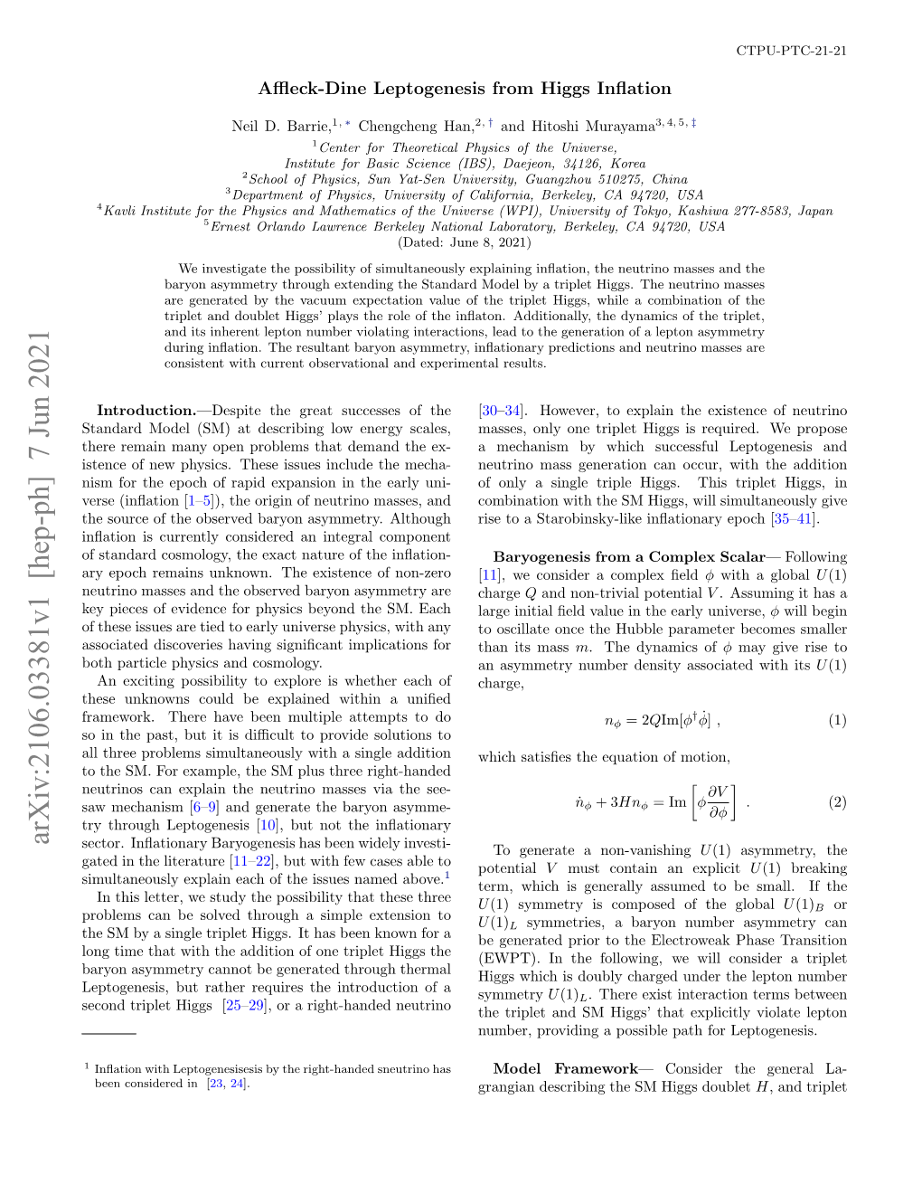 Affleck-Dine Leptogenesis from Higgs Inflation