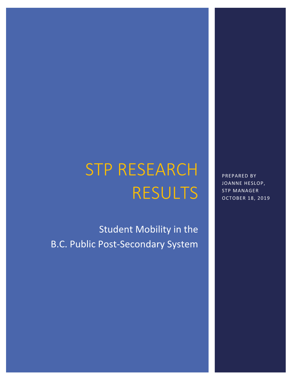 Stp Research Results October 18, 2019