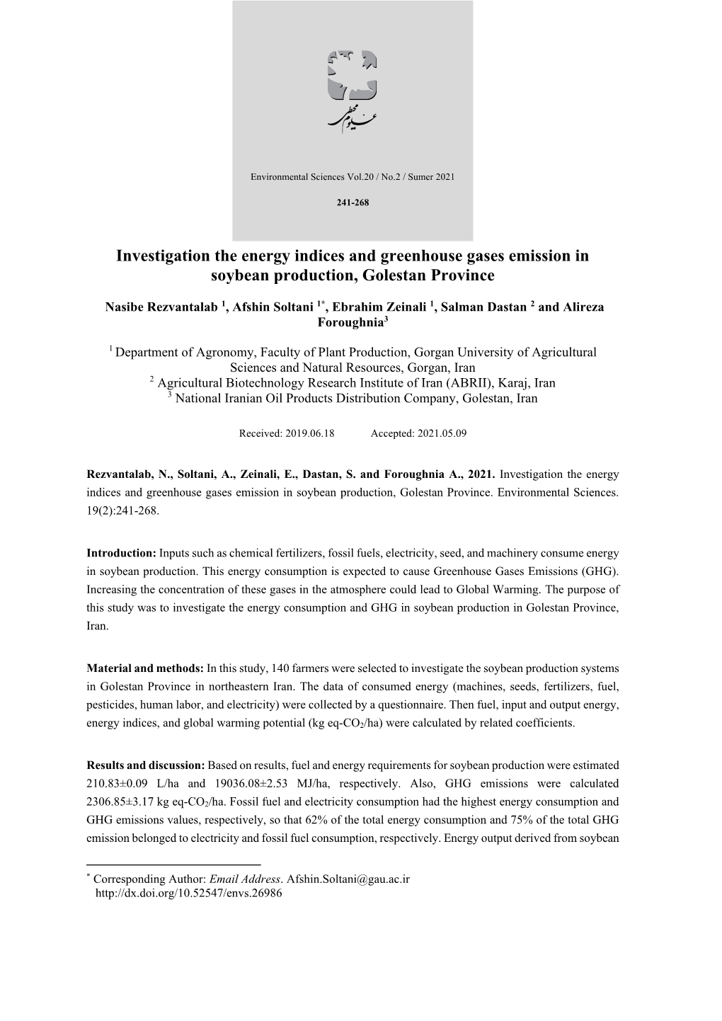 Investigation the Energy Indices and Greenhouse Gases Emission In