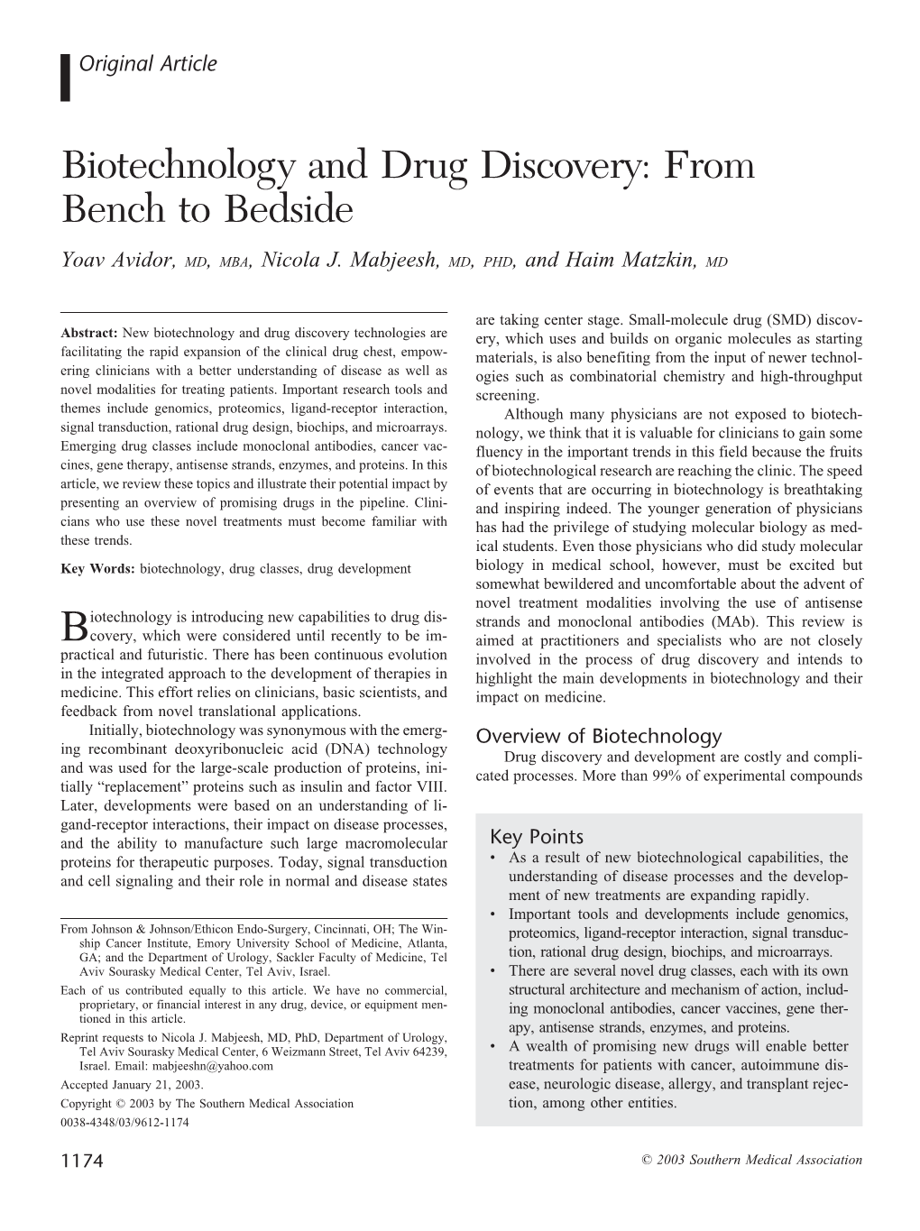 Biotechnology and Drug Discovery: from Bench to Bedside