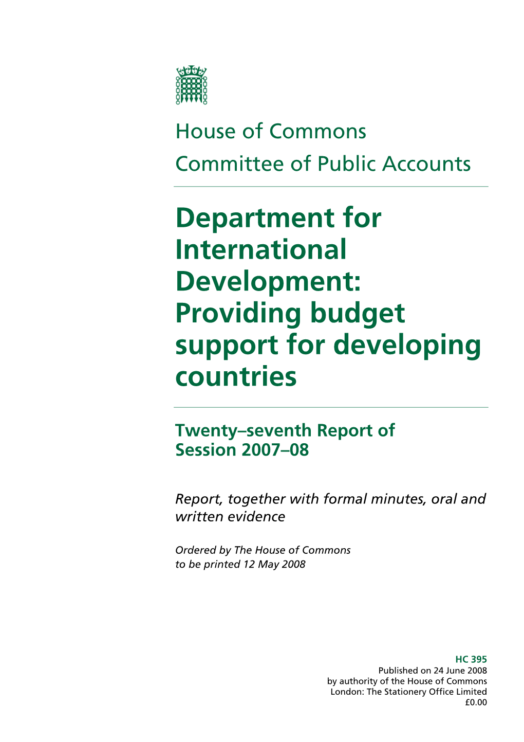 Providing Budget Support for Developing Countries