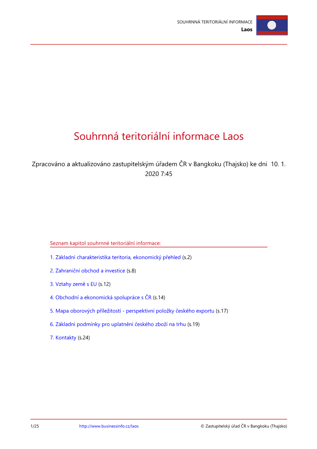 Souhrnná Terirotální Informace Laos