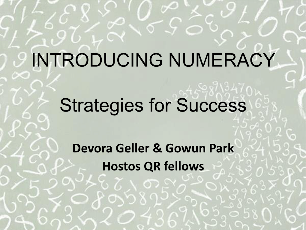 Introducing Numeracy