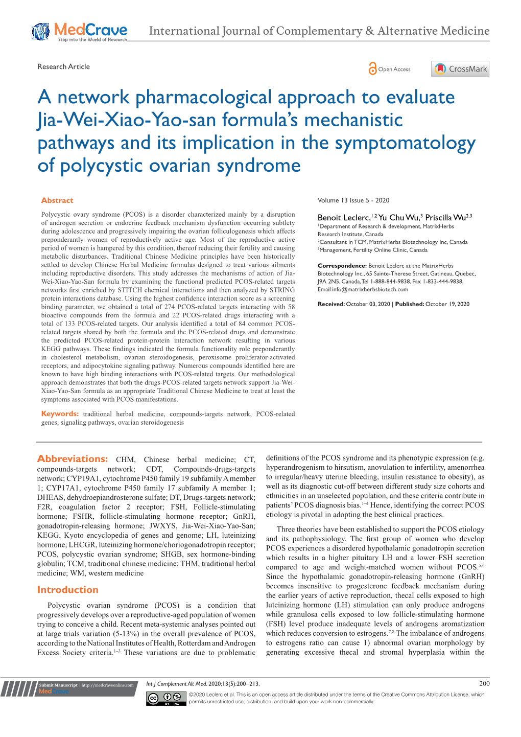 A Network Pharmacological Approach to Evaluate Jia-Wei-Xiao-Yao-San