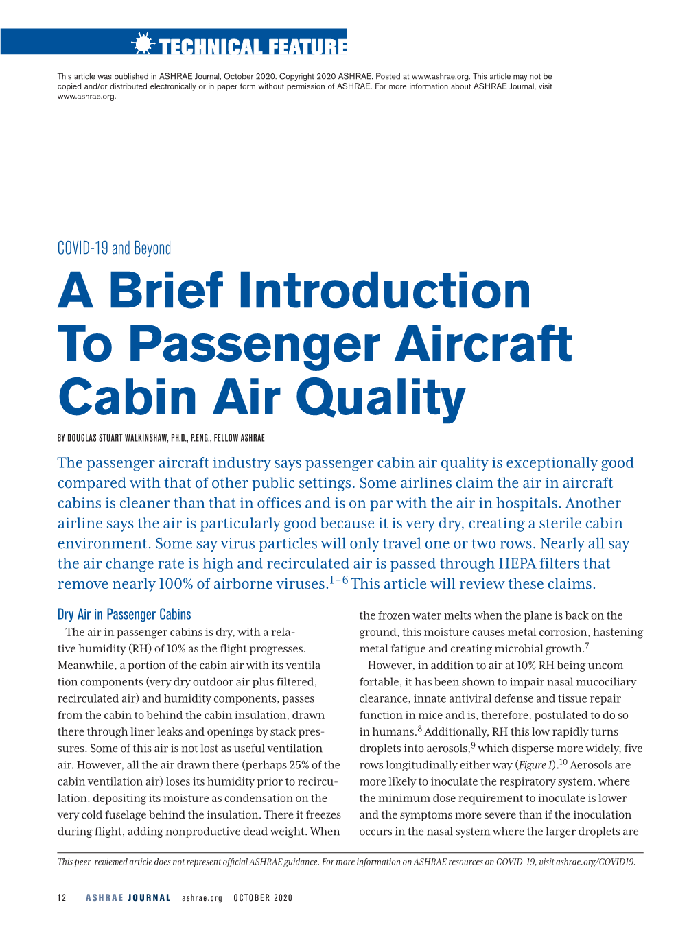 A Brief Introduction to Passenger Aircraft Cabin Air Quality