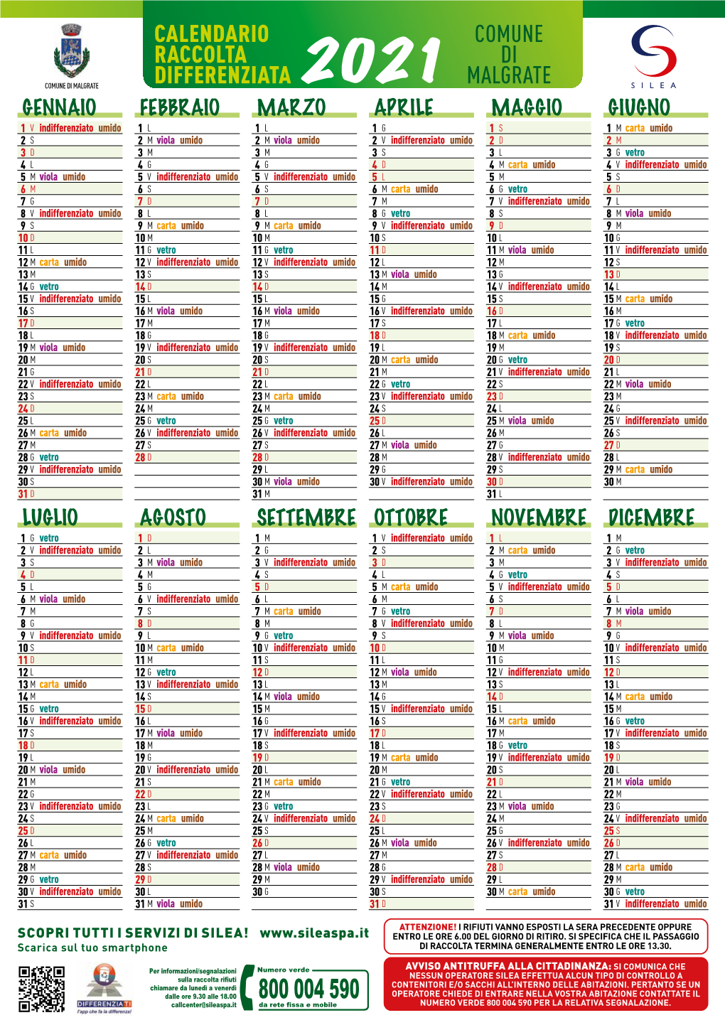 Calendario Raccolta Differenziata Comune Di Malgrate