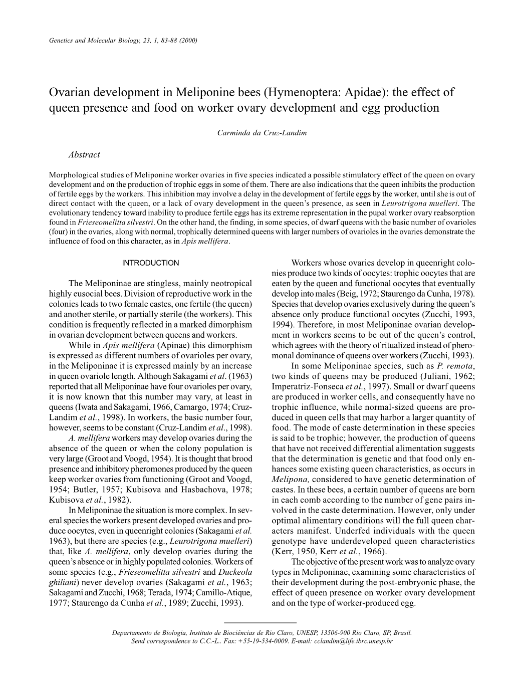 The Effect of Queen Presence and Food on Worker Ovary Development and Egg Production