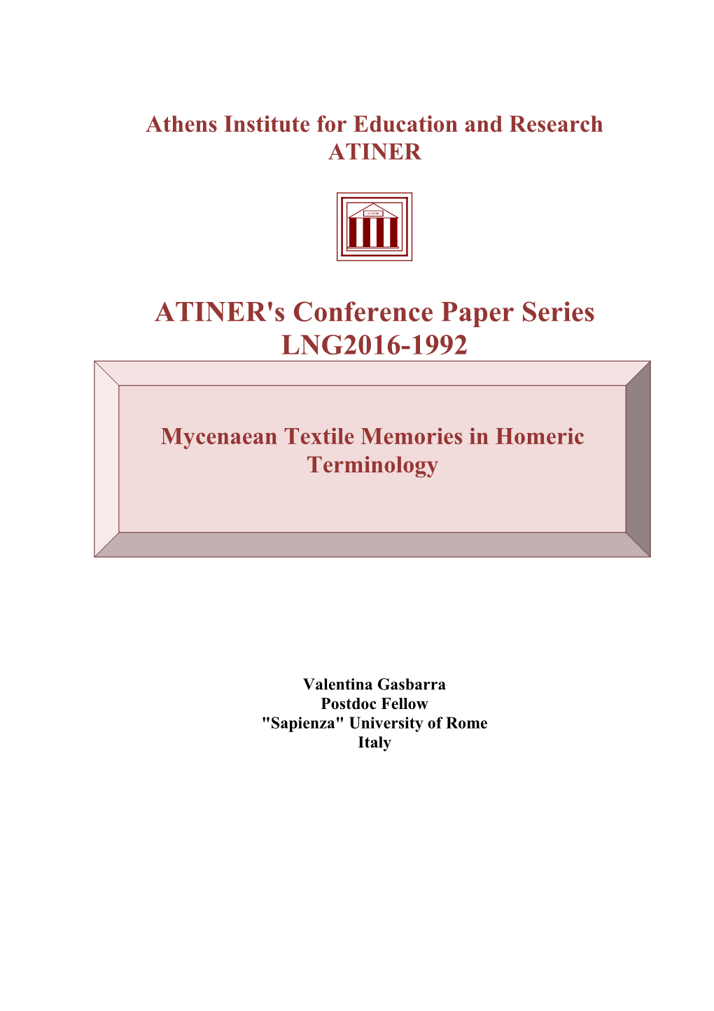 ATINER's Conference Paper Series LNG2016-1992