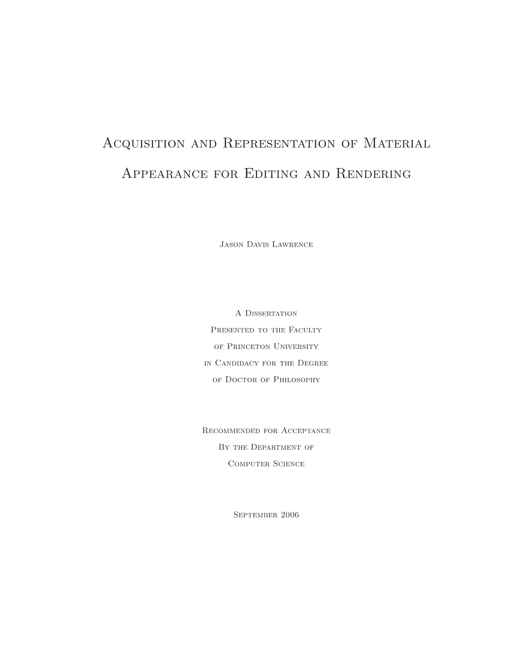 Acquisition and Representation of Material Appearance for Editing