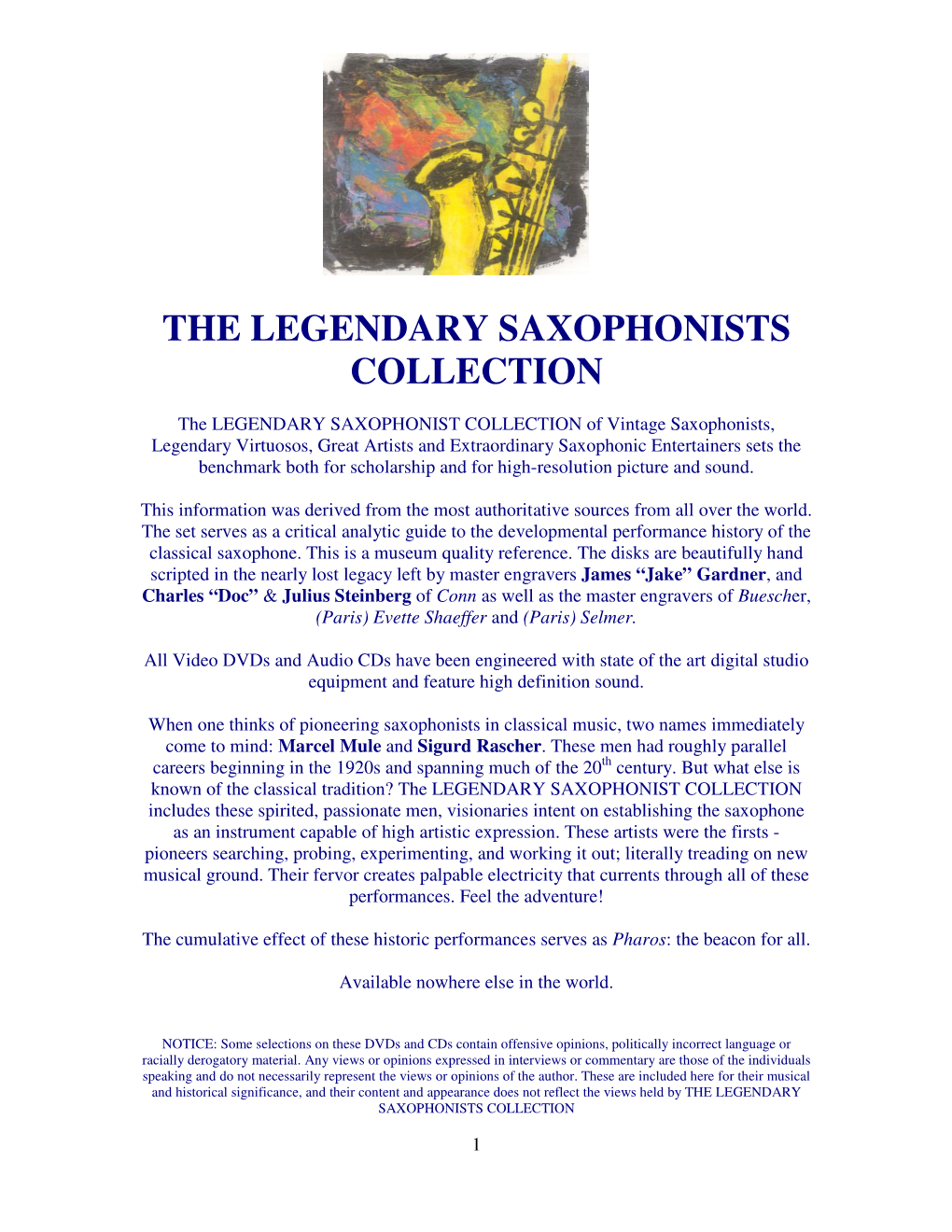 The Legendary Saxophonists Collection