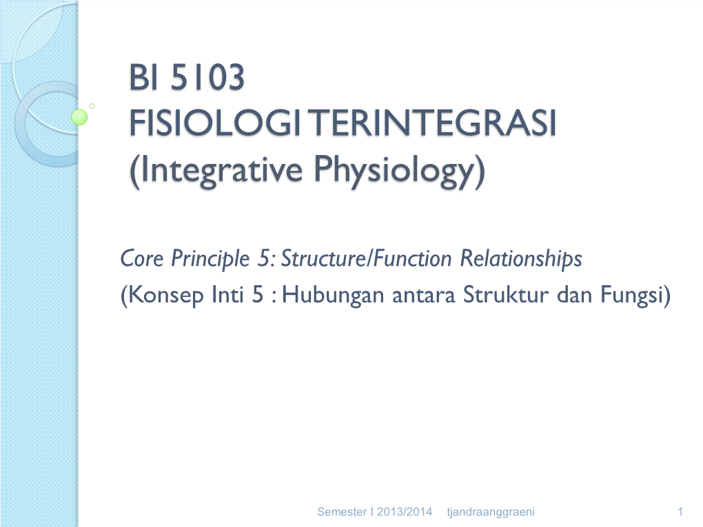 BI 5103 FISIOLOGI TERINTEGRASI (Integrative Physiology)