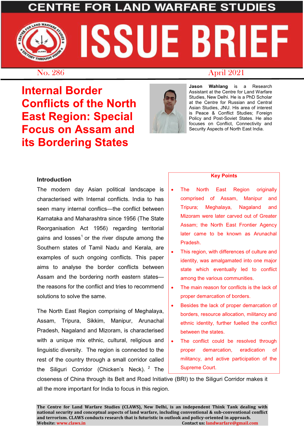 Internal Border Conflicts of the North East Region