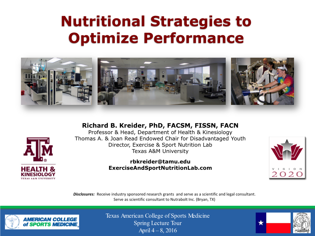 Nutritional Strategies to Optimize Performance