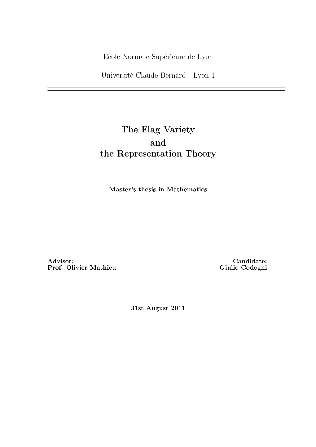 The Flag Variety and the Representation Theory