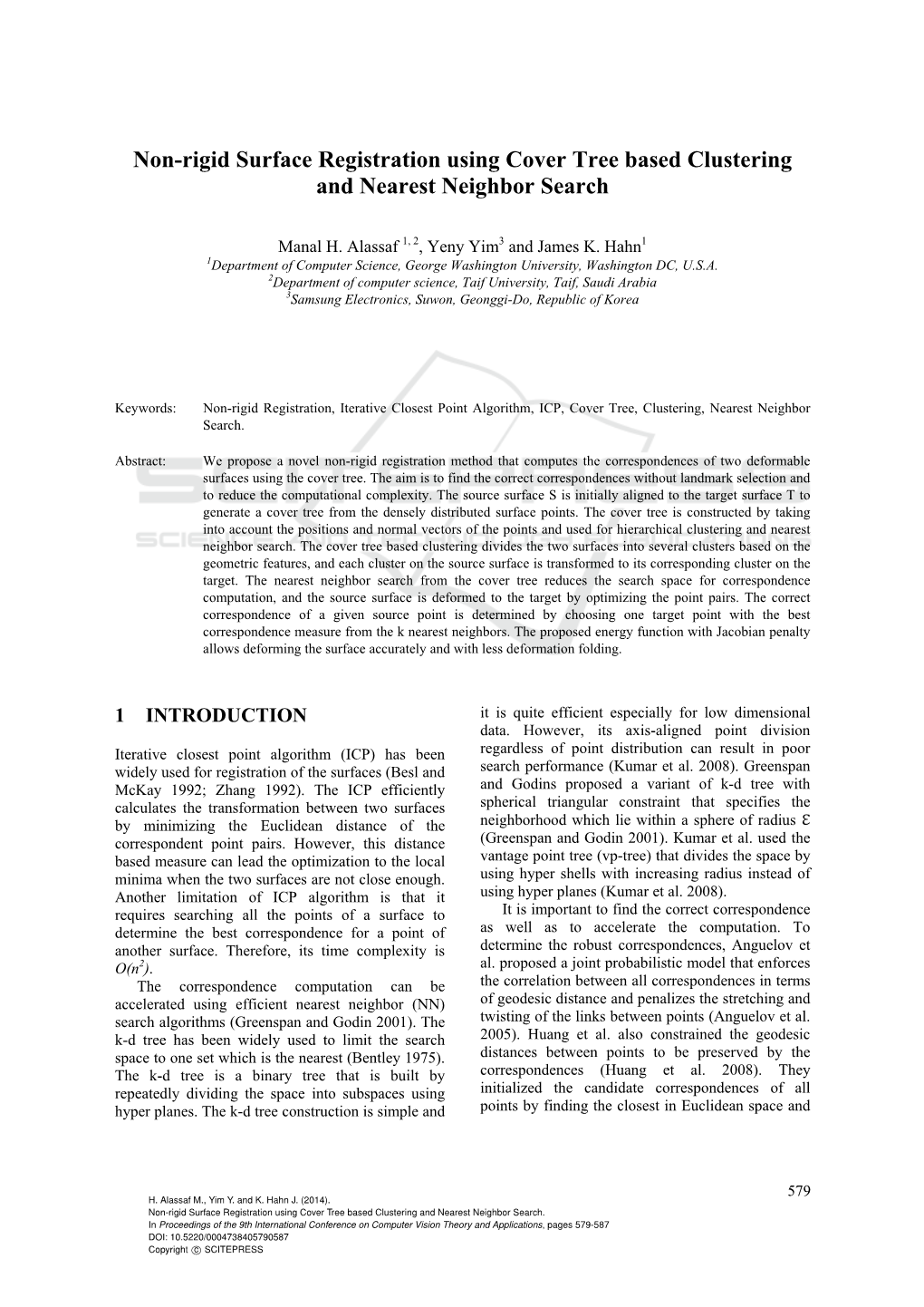 Non-Rigid Surface Registration Using Cover Tree Based Clustering and Nearest Neighbor Search
