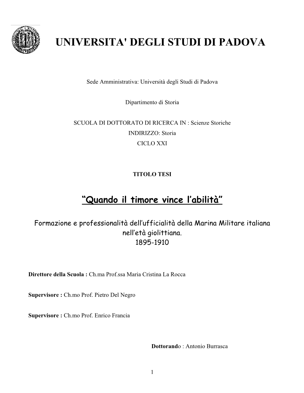 Documento Della Convenzione Del 1900 in Qualità Di Preparatore Della Documentazione Preliminare