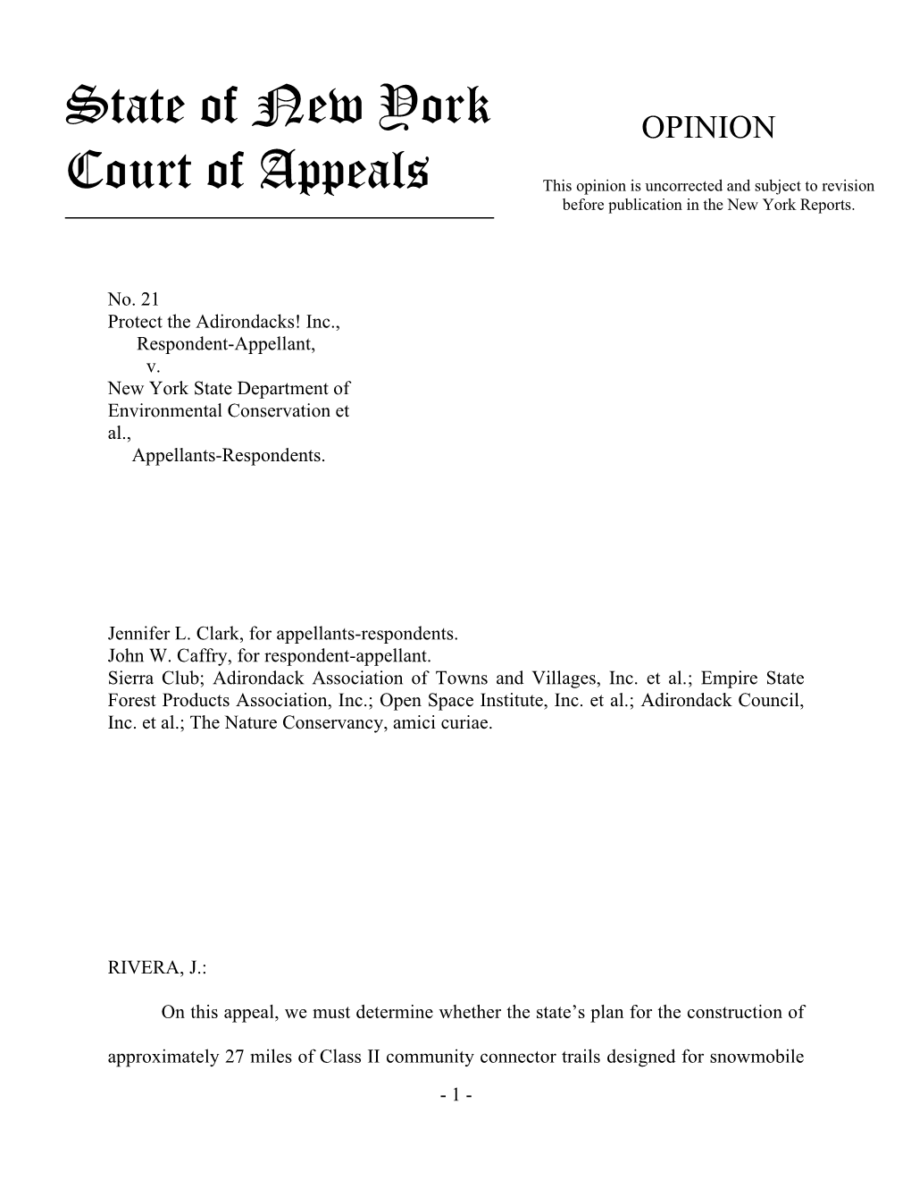 State of New York Court of Appeals