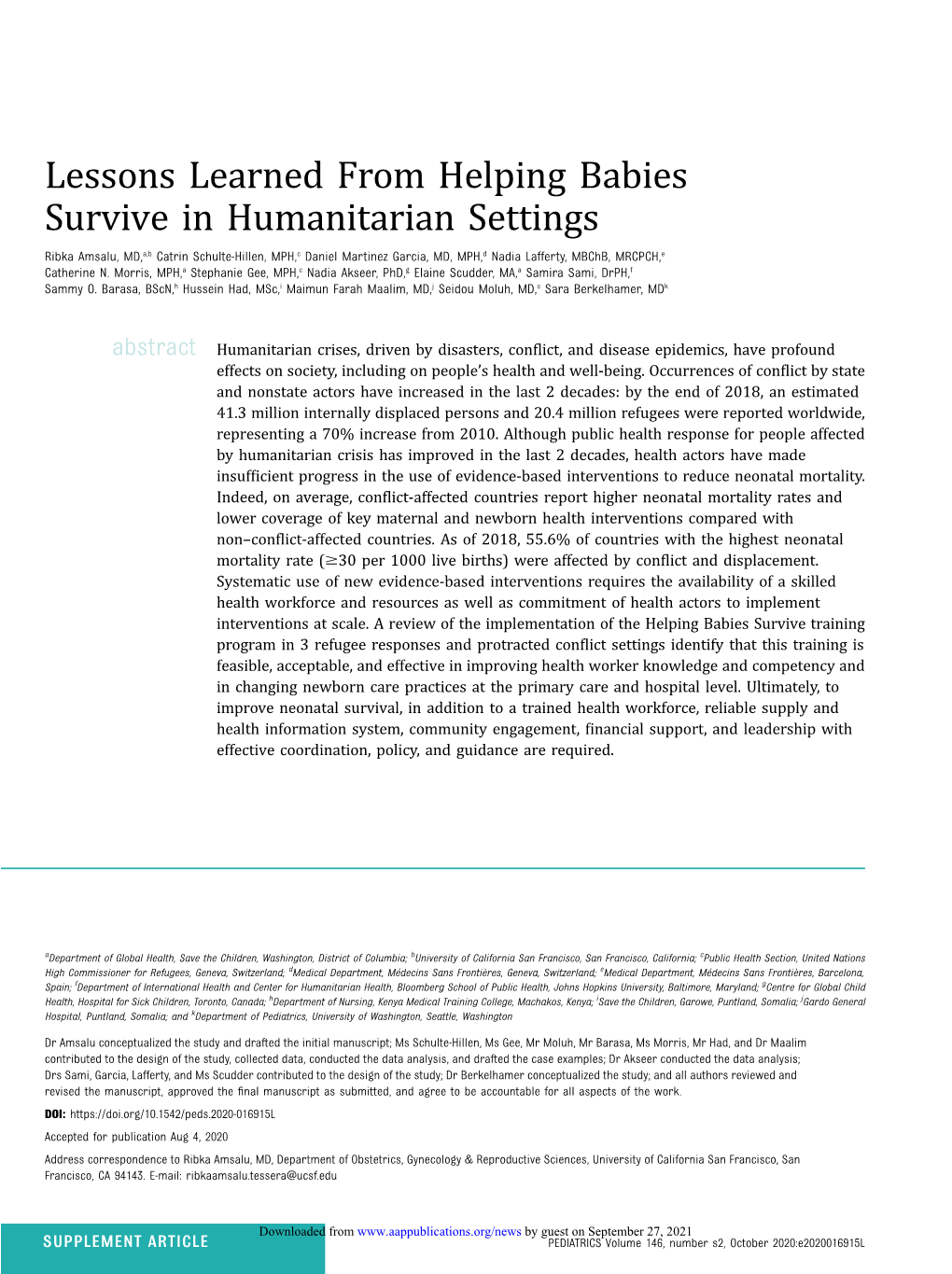 Lessons Learned from Helping Babies Survive in Humanitarian