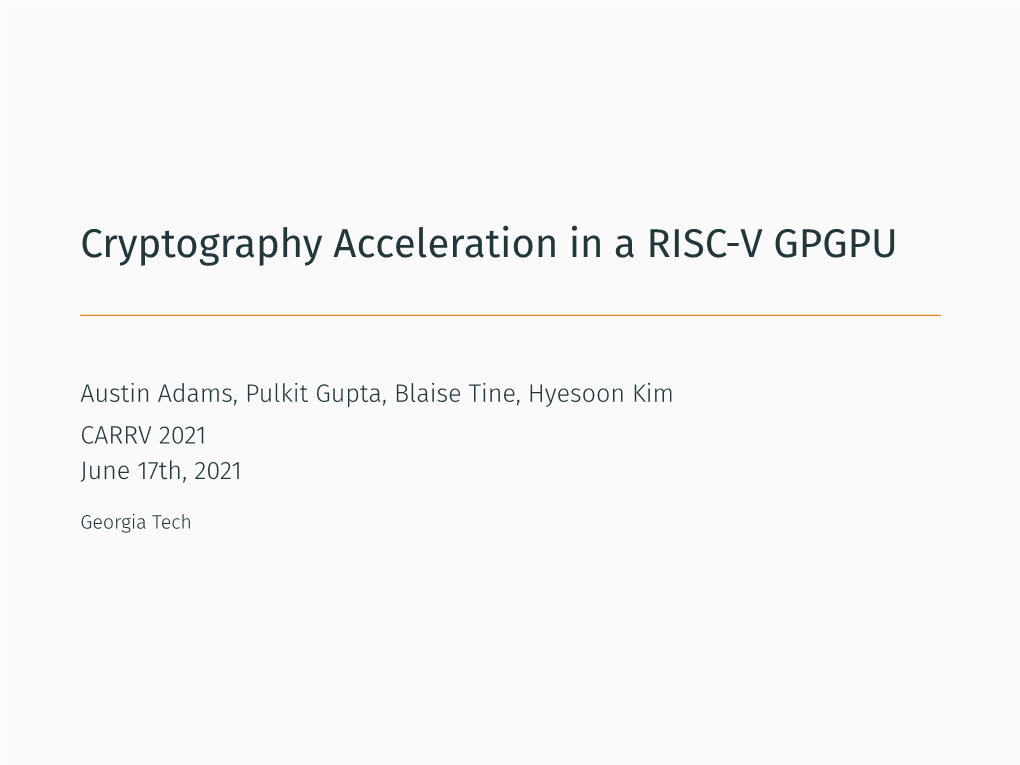 Cryptography Acceleration in a RISC-V GPGPU