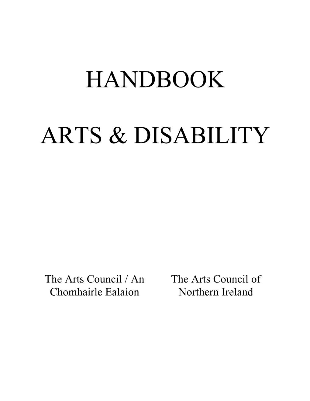 Handbook Arts & Disability