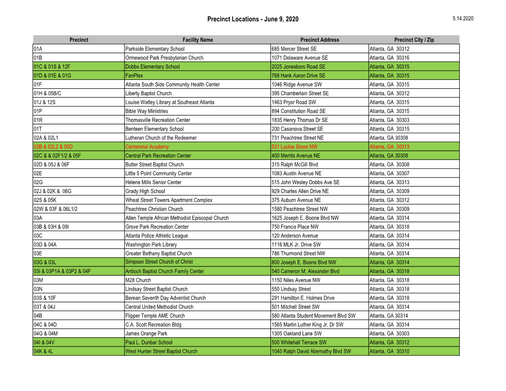 Precinct Locations - June 9, 2020 5.14.2020