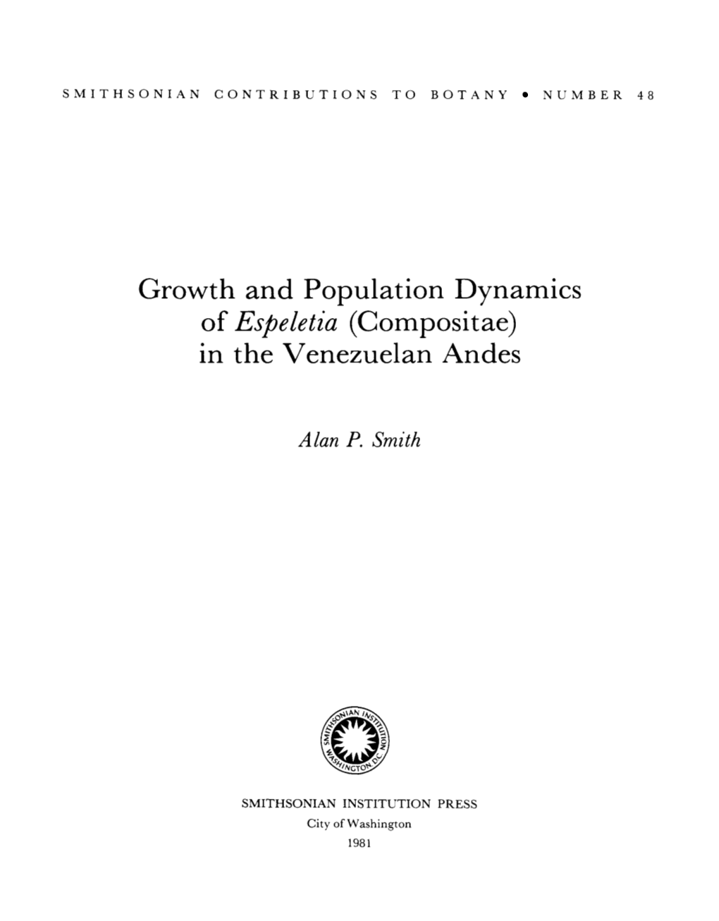 Growth and Population Dynamics of Espeletia (Compositae) in the Venezuelan Andes