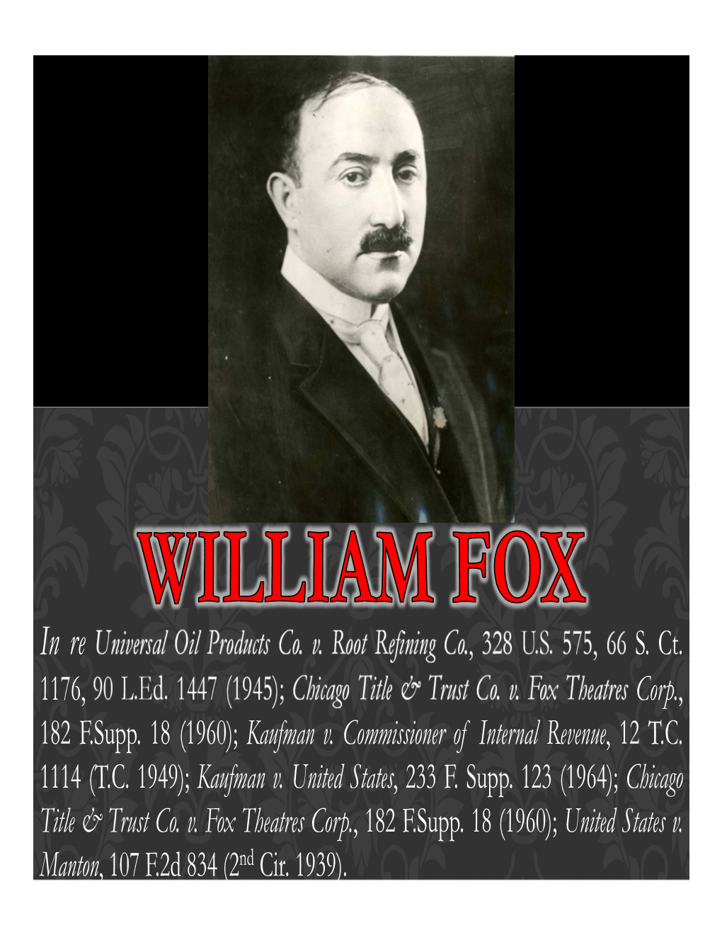 William Fox Files Personal Bankruptcy Conspiracy to Obstruct Justice and to Defraud the United States I.E., Bribing the Judge