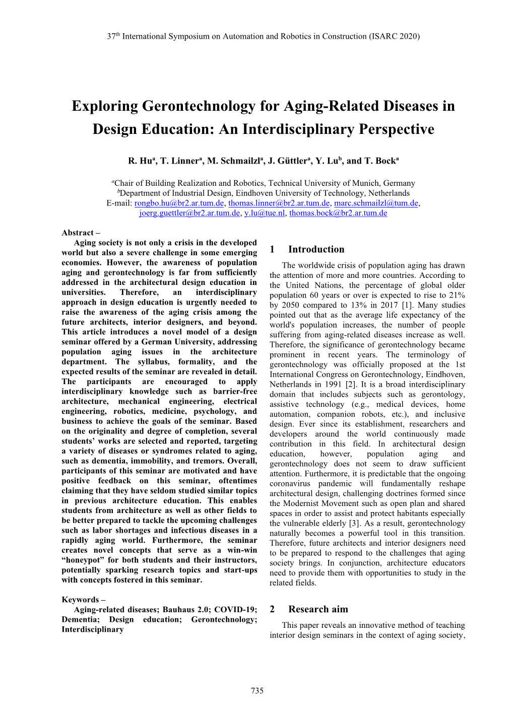 Exploring Gerontechnology for Aging-Related Diseases in Design Education: an Interdisciplinary Perspective