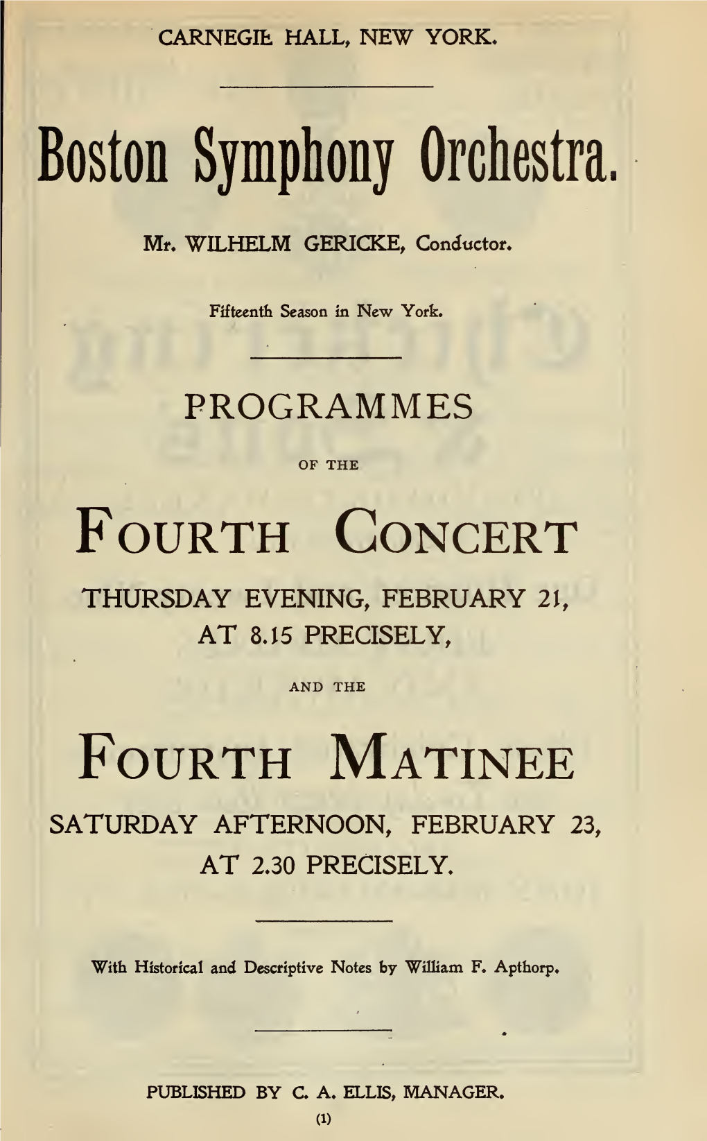 Boston Symphony Orchestra Concert Programs, Season 20,1900