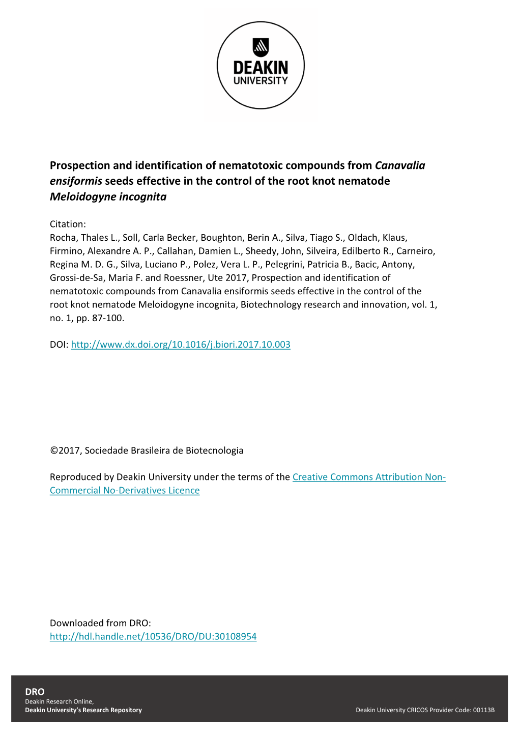 Prospection and Identification of Nematotoxic Compounds from Canavalia Ensiformis Seeds Effective in the Control of the Root Knot Nematode Meloidogyne Incognita