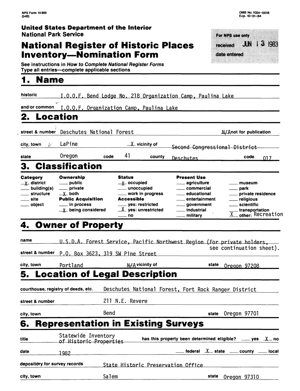 National Register of Historic Places Inventory—Nomination Form 1