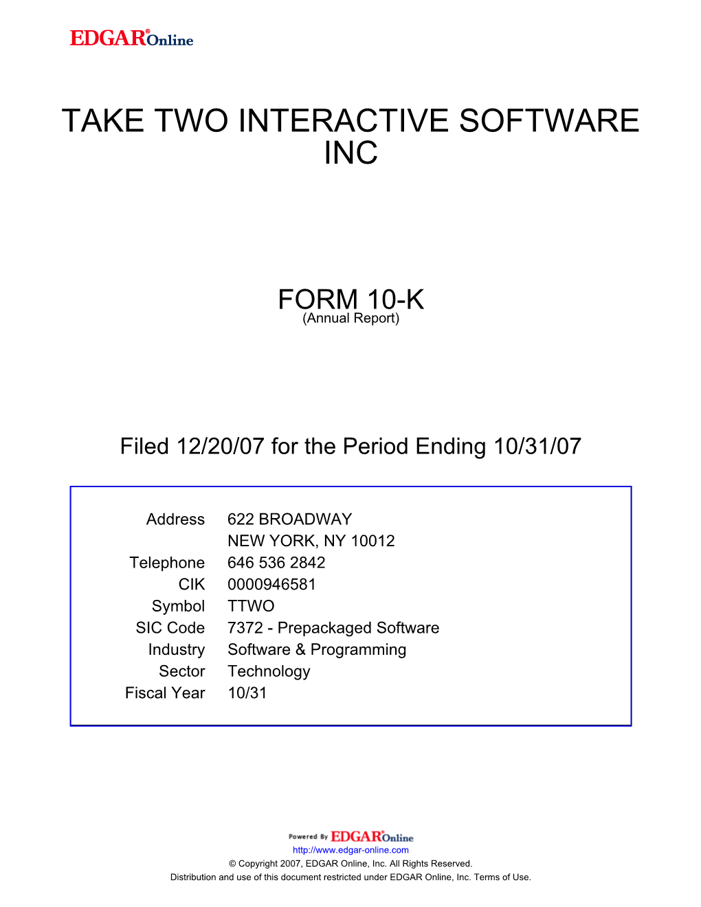 2007 Form 10-K