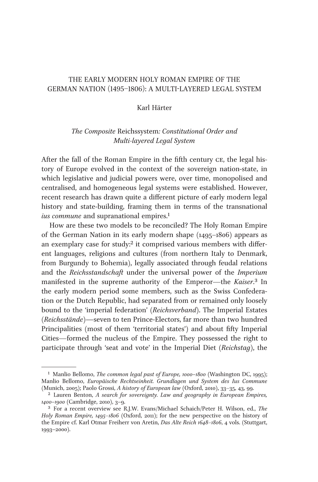 The Early Modern Holy Roman Empire of the German Nation (1495–1806): a Multi-Layered Legal System