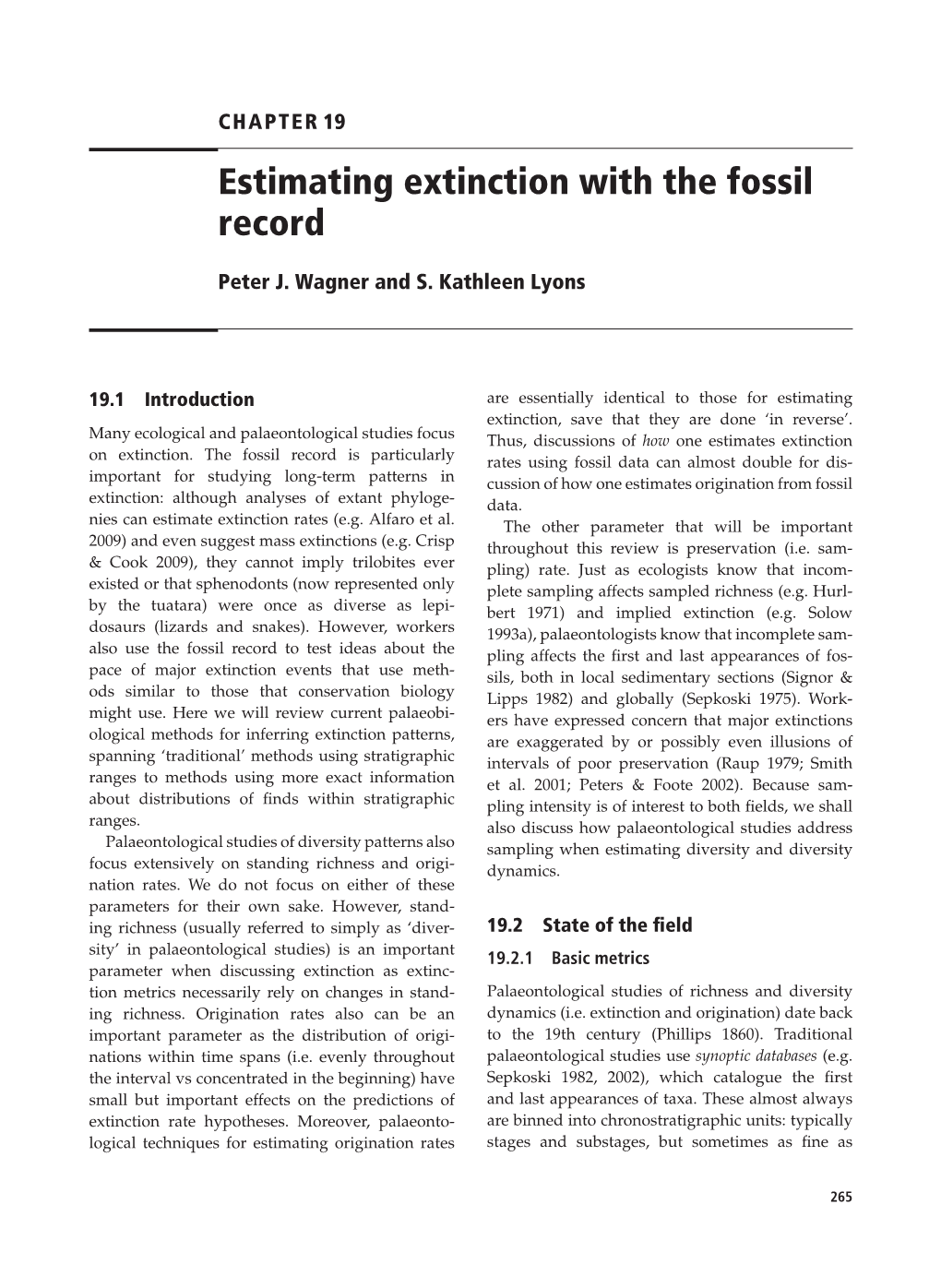 Estimating Extinction with the Fossil Record