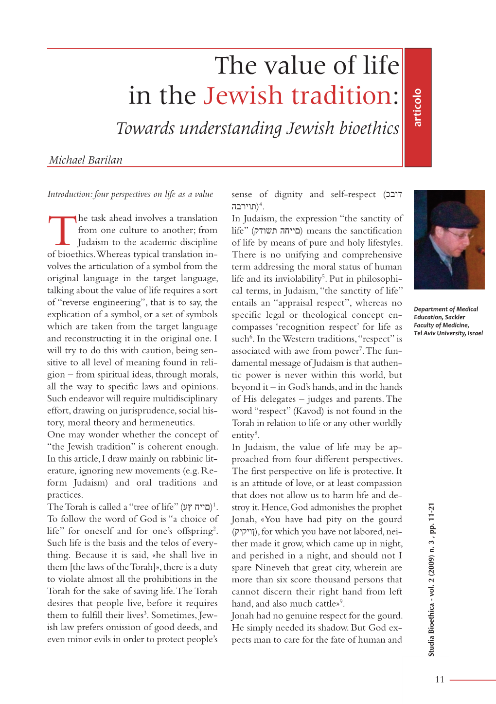 The Value of Life in the Jewish Tradition