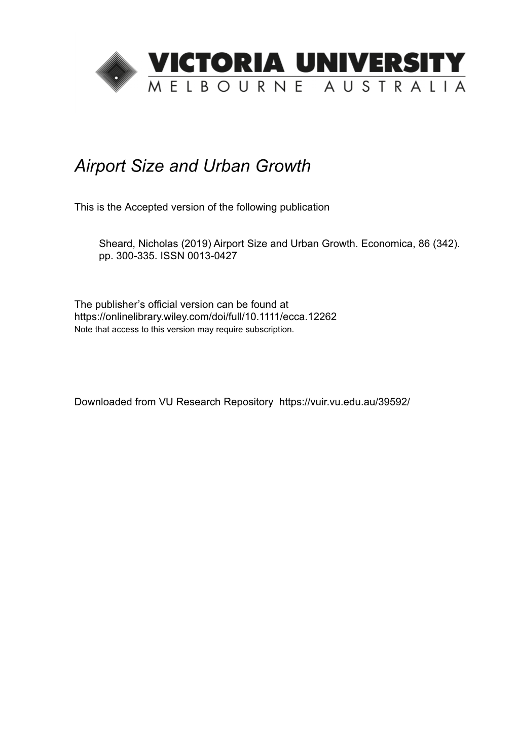 Airport Size and Urban Growth