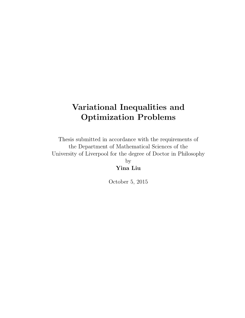 Variational Inequalities and Optimization Problems