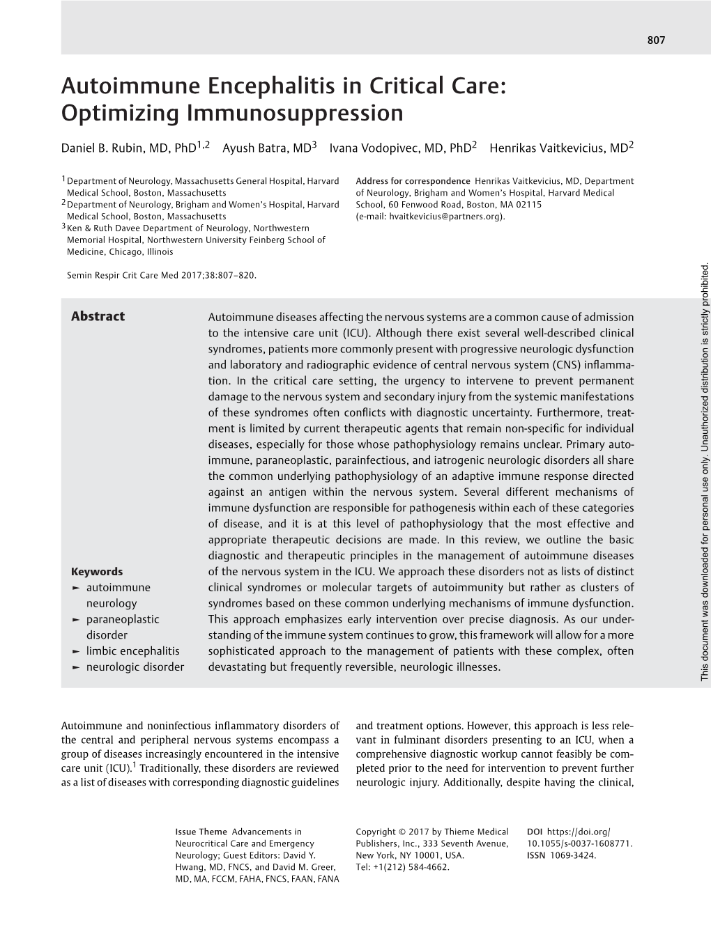 Autoimmune Encephalitis in Critical Care: Optimizing Immunosuppression