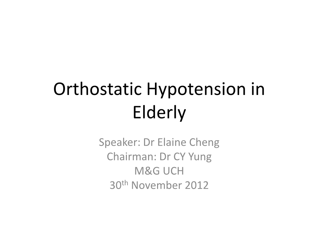 Orthostatic Hypotension in Elderly