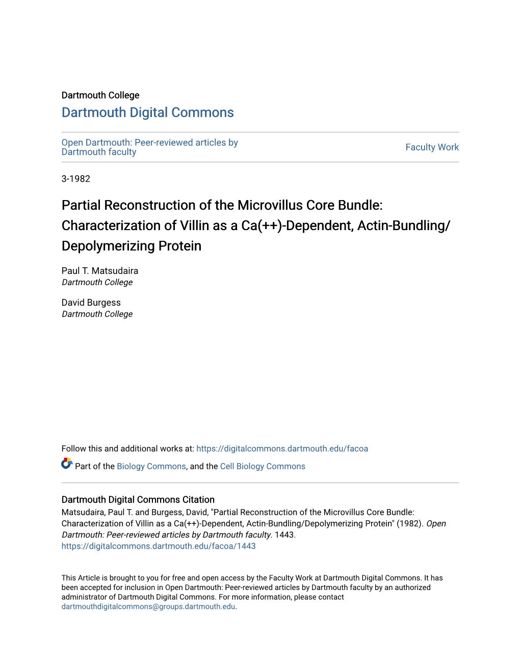 Characterization of Villin As a Ca(++)-Dependent, Actin-Bundling/ Depolymerizing Protein