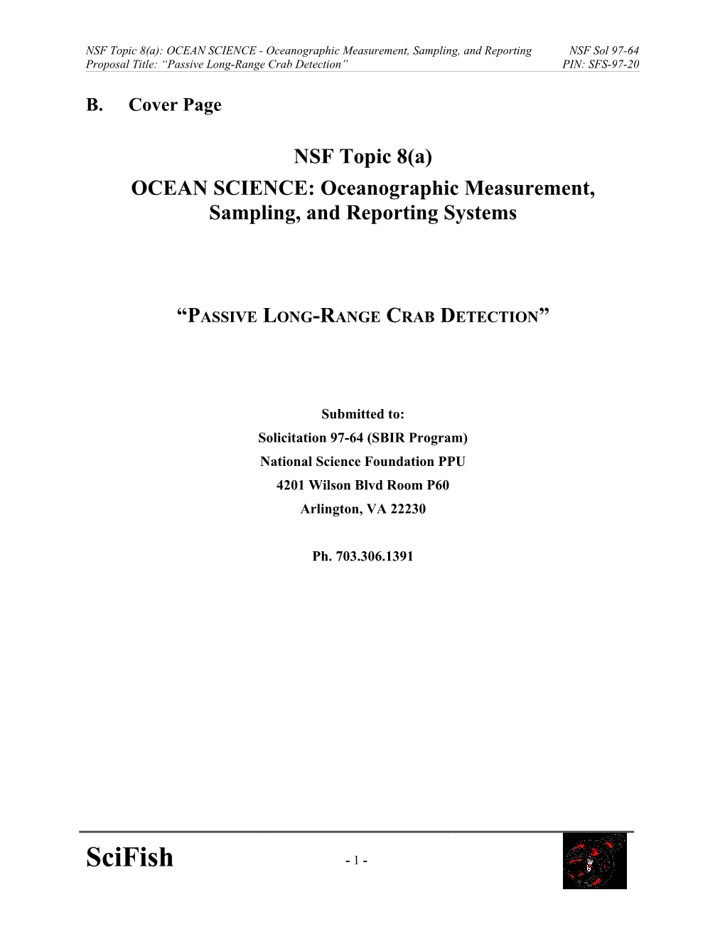 NSF Topic 8(A): OCEAN SCIENCE - Oceanographic Measurement, Sampling, and Reporting NSF